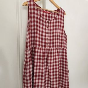 Pyne and Smith linen red sleeveless check XL